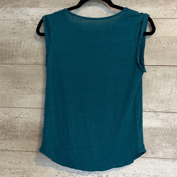 LOFT Dark Teal Linen Muscle Tee Tank Top - Picture 4 of 5